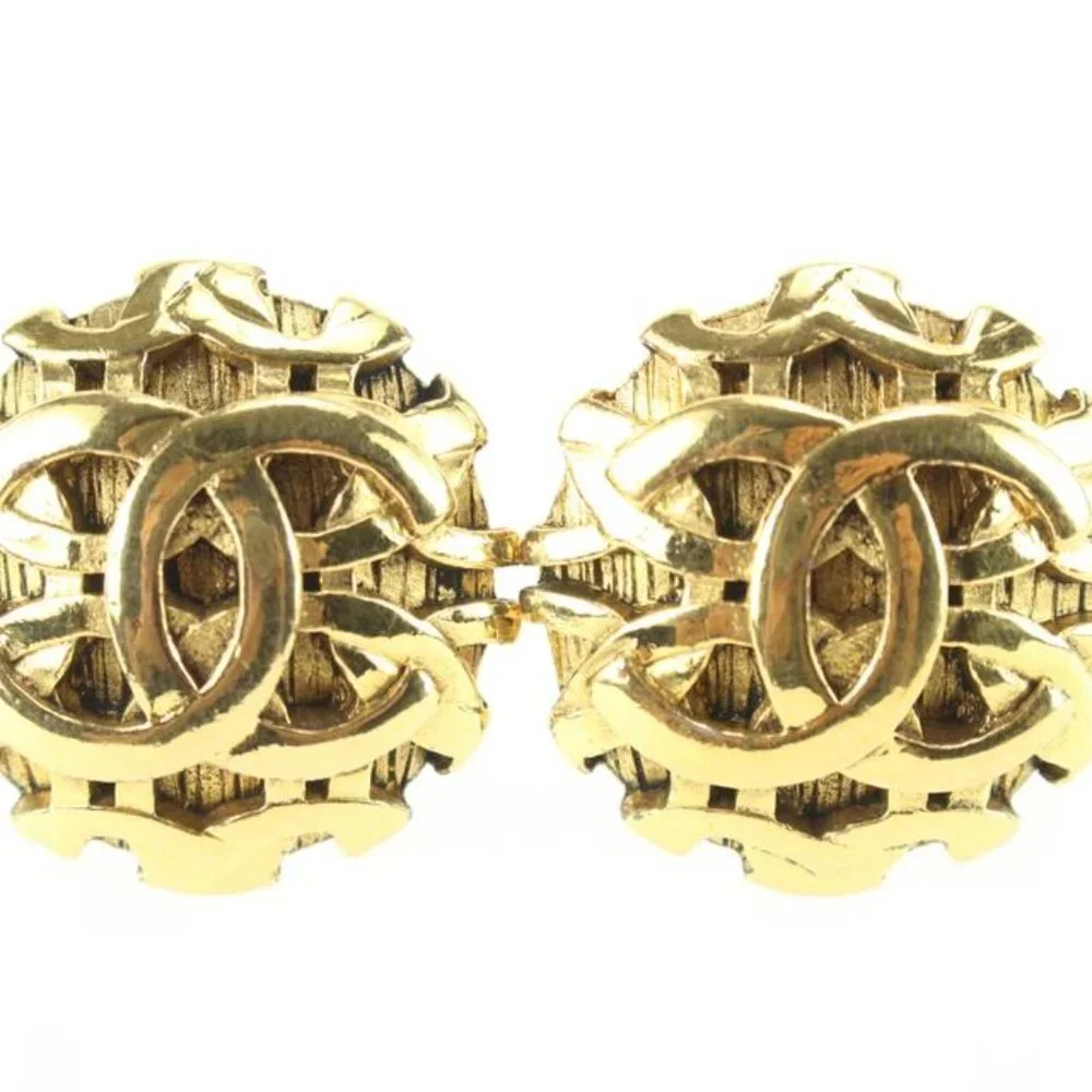 Chanel 24k Gold Plated 25 Collection Jumbo CC Logo Earrings 60ch825s